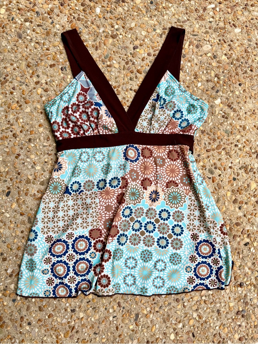 Vtg Y2K Tempted Baby Doll Retro Pattern Tank Made in USA Size S